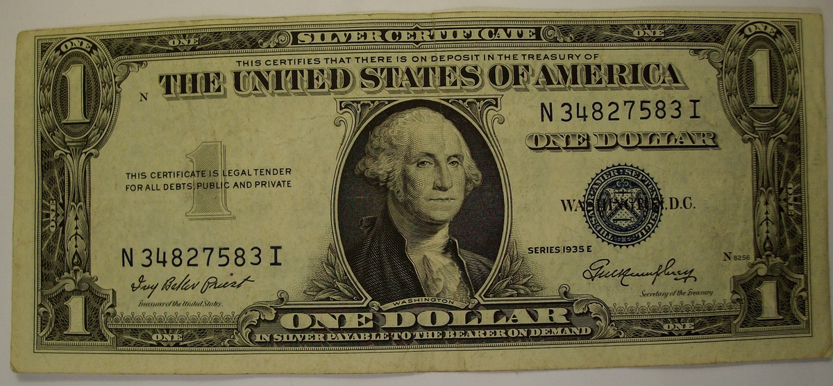 $1.00 Blue Seal Silver Certificates dating 1935 & 1957  - US Paper Money