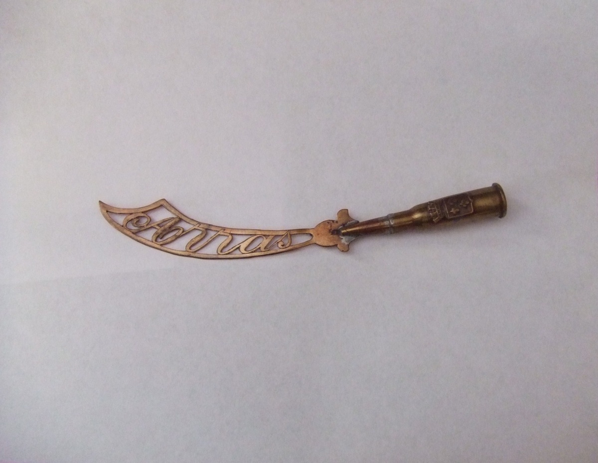 Trench art letter opener for the Battle of Arras (France, 1917)