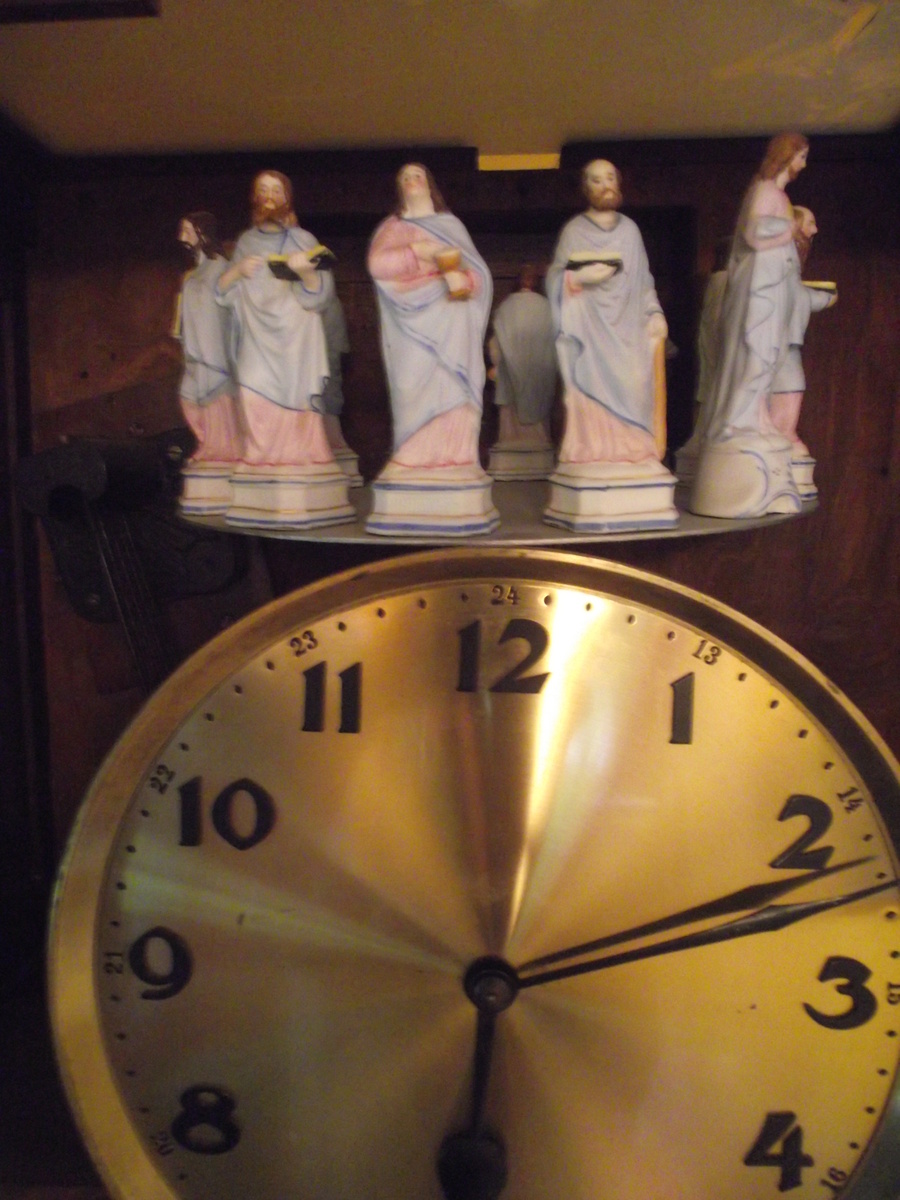 Antique German Floor Clock backdrop St. George Slaying Dragon - Clocks
