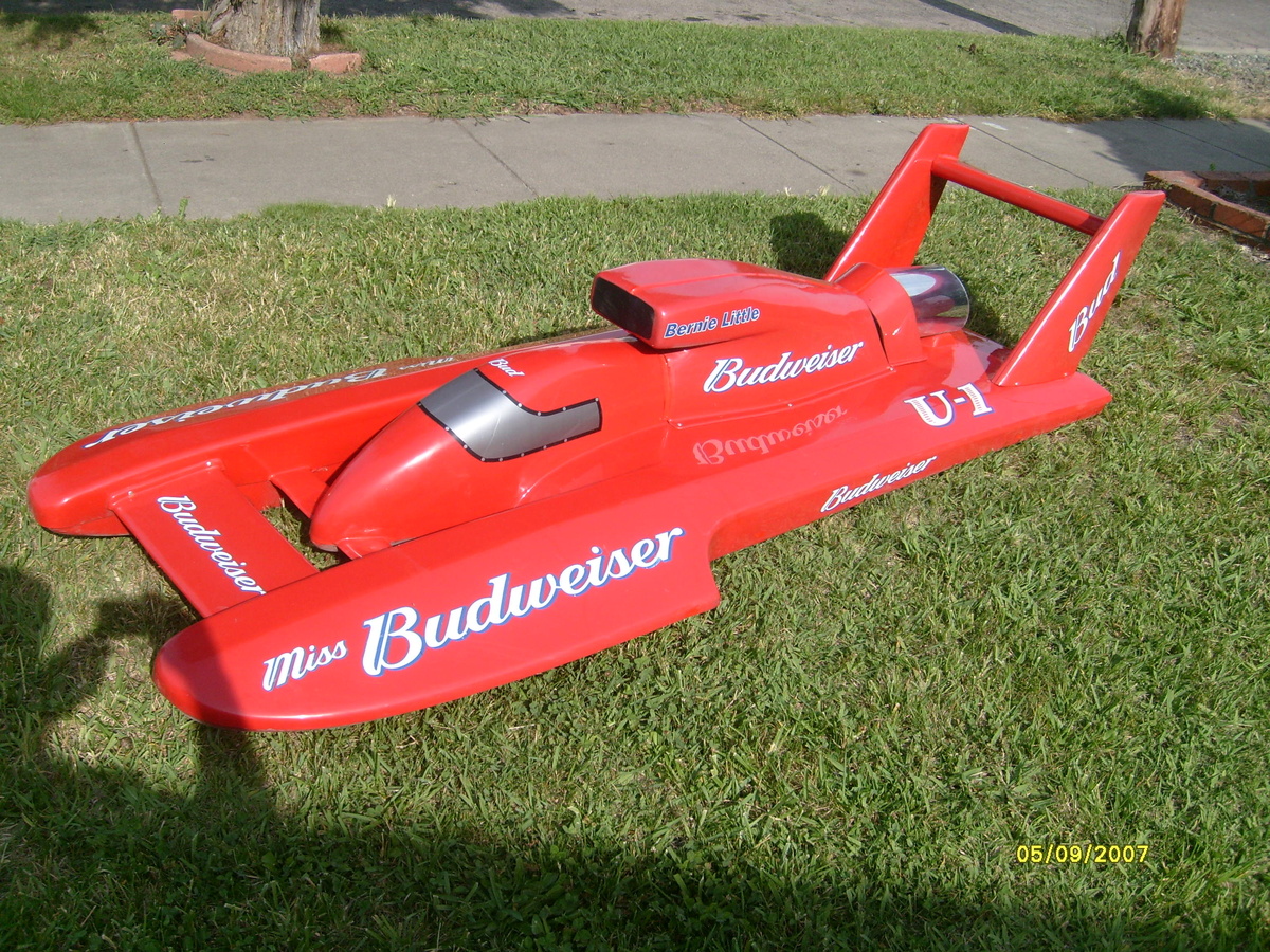 8 foot long miss budweiser u1 hydroplane (Very Rare) advertising item - Breweriana