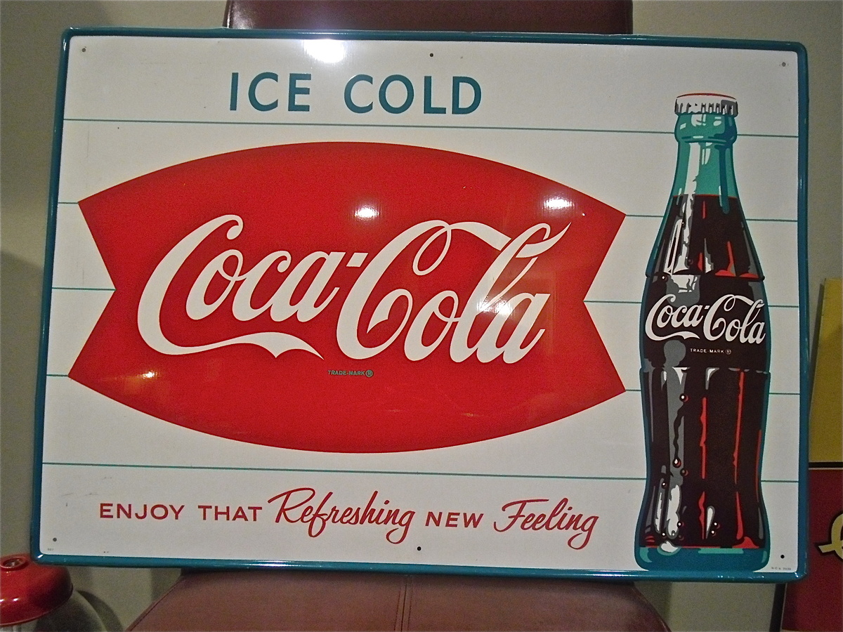 1963 ICE COLD Coca Cola Bottle Sign 