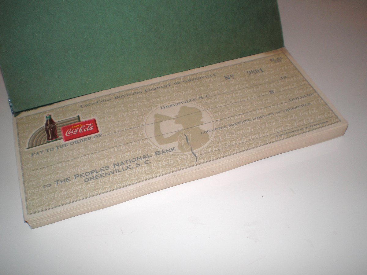 A book of unused 1940s Coca-Cola checks - Coca-Cola