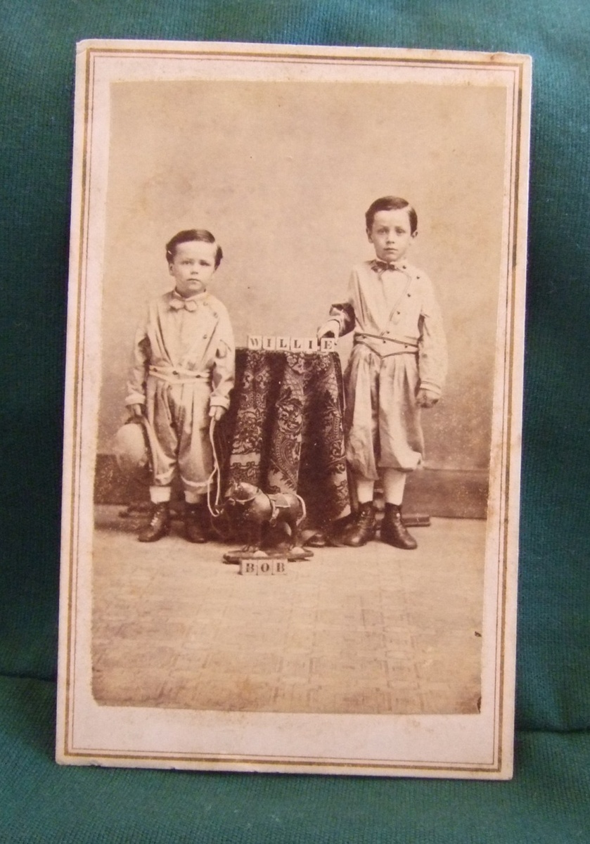 CDV of children with blocks and pull toy