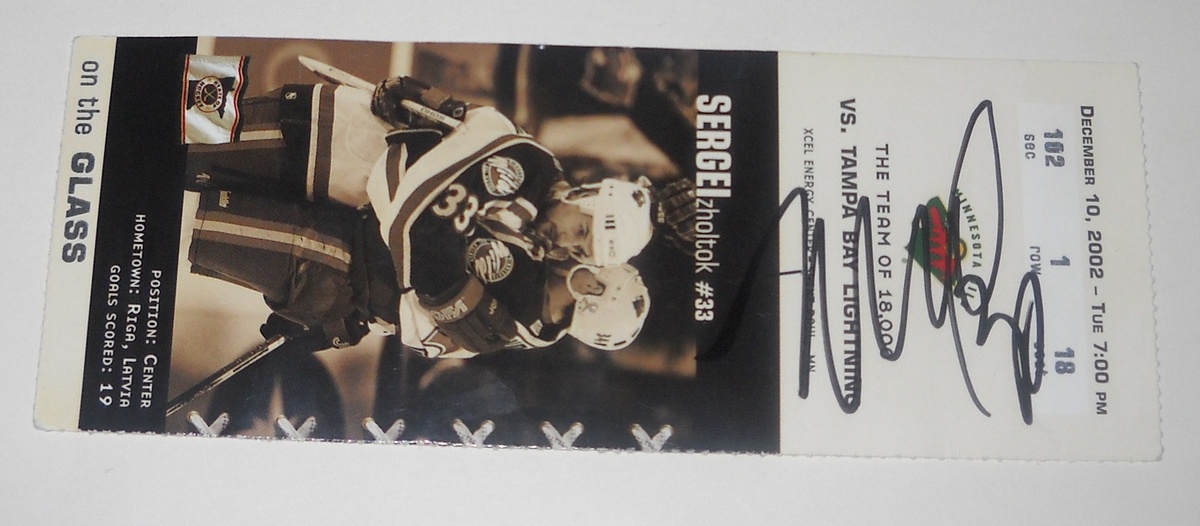 Minnesota Wild hockey ticket signed by Wes Walz - Hockey