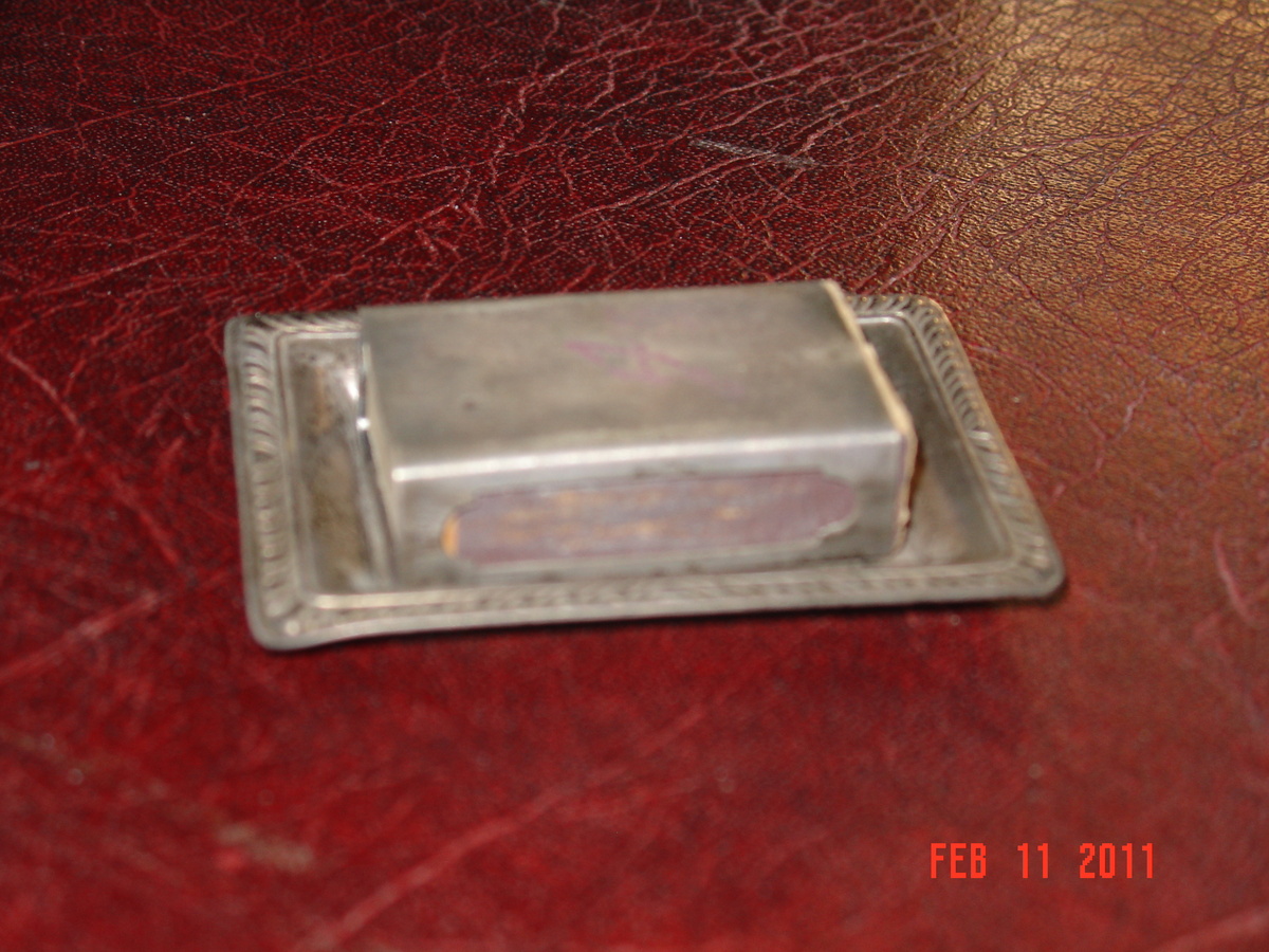 Sterling Match Box Holder With Sterling Tray