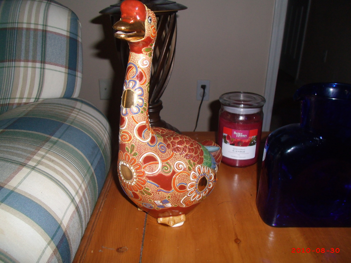 c.1920's Kutani moriage duck statue - Asian