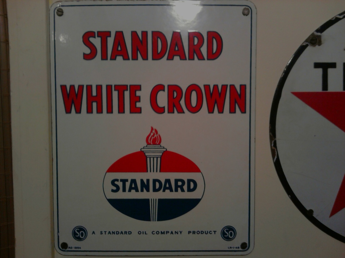 Standard White Crown Gas Sign - Petroliana