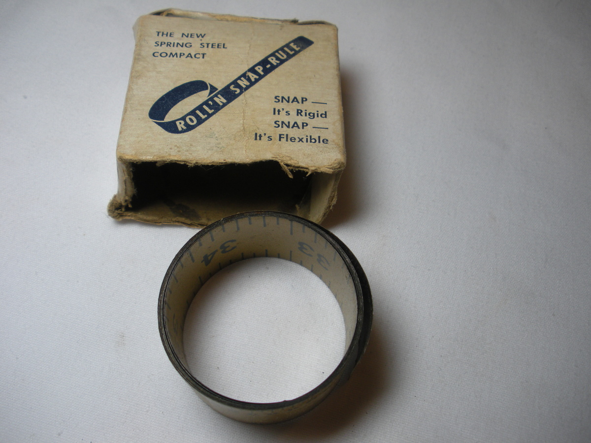 ADVERTISING Roll'n Snap-Rule (Ruler) in box -- The New Spring Steel Compact Snap it is rigid, Snap it is flexible - Sewing