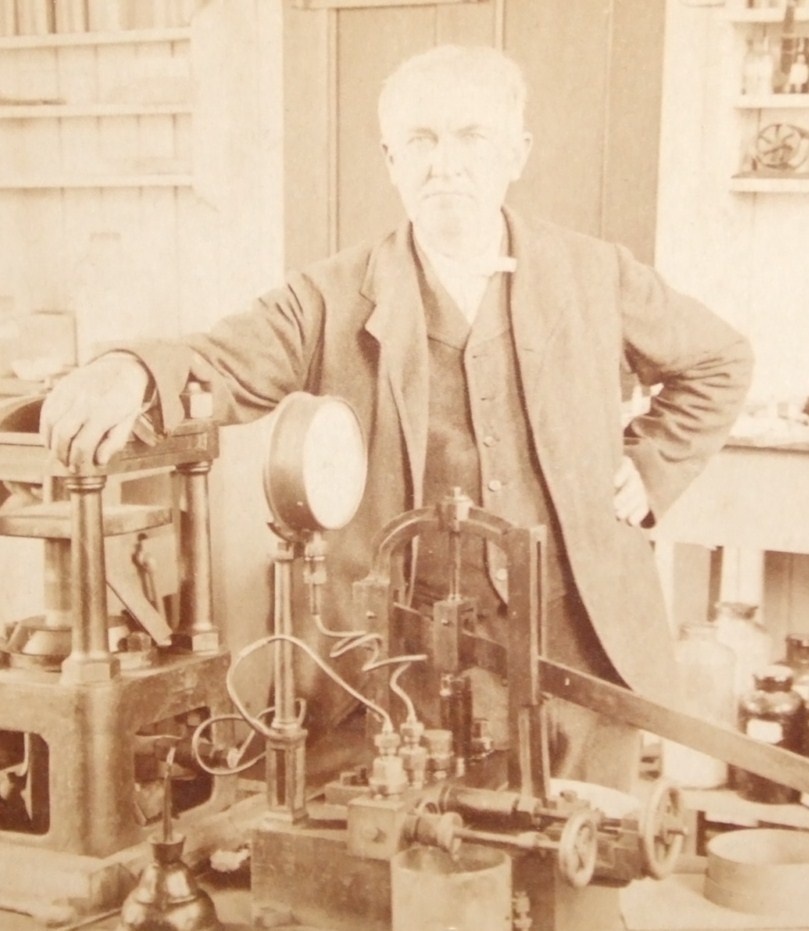 Thomas Edison Stereoview in his Laboratory c. 1901