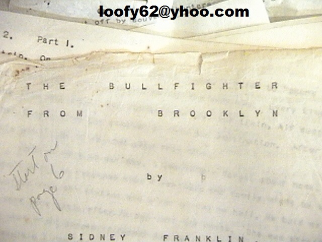 The Bullfighter From Brooklyn, By Sindey Franklin - Books