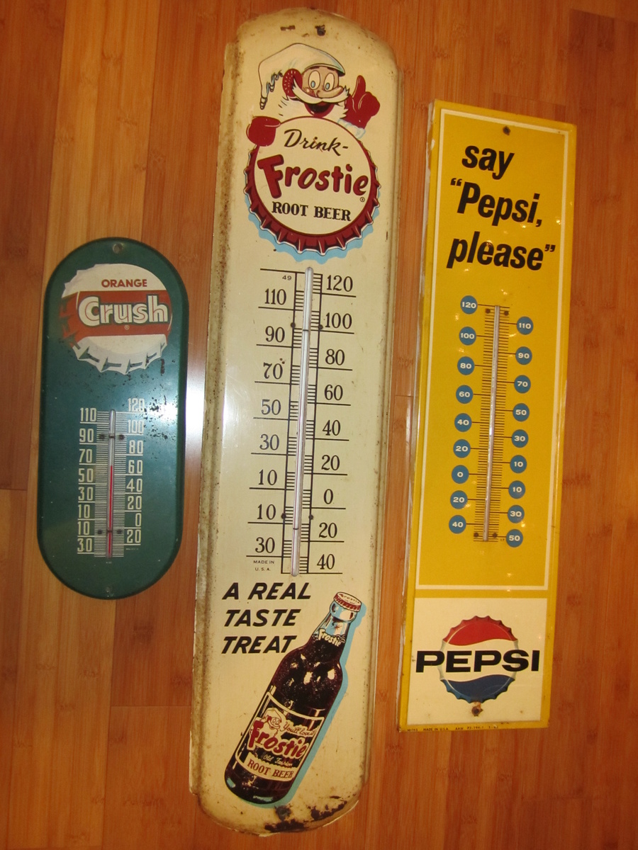 3 Vintage soda thermometer advertisements!