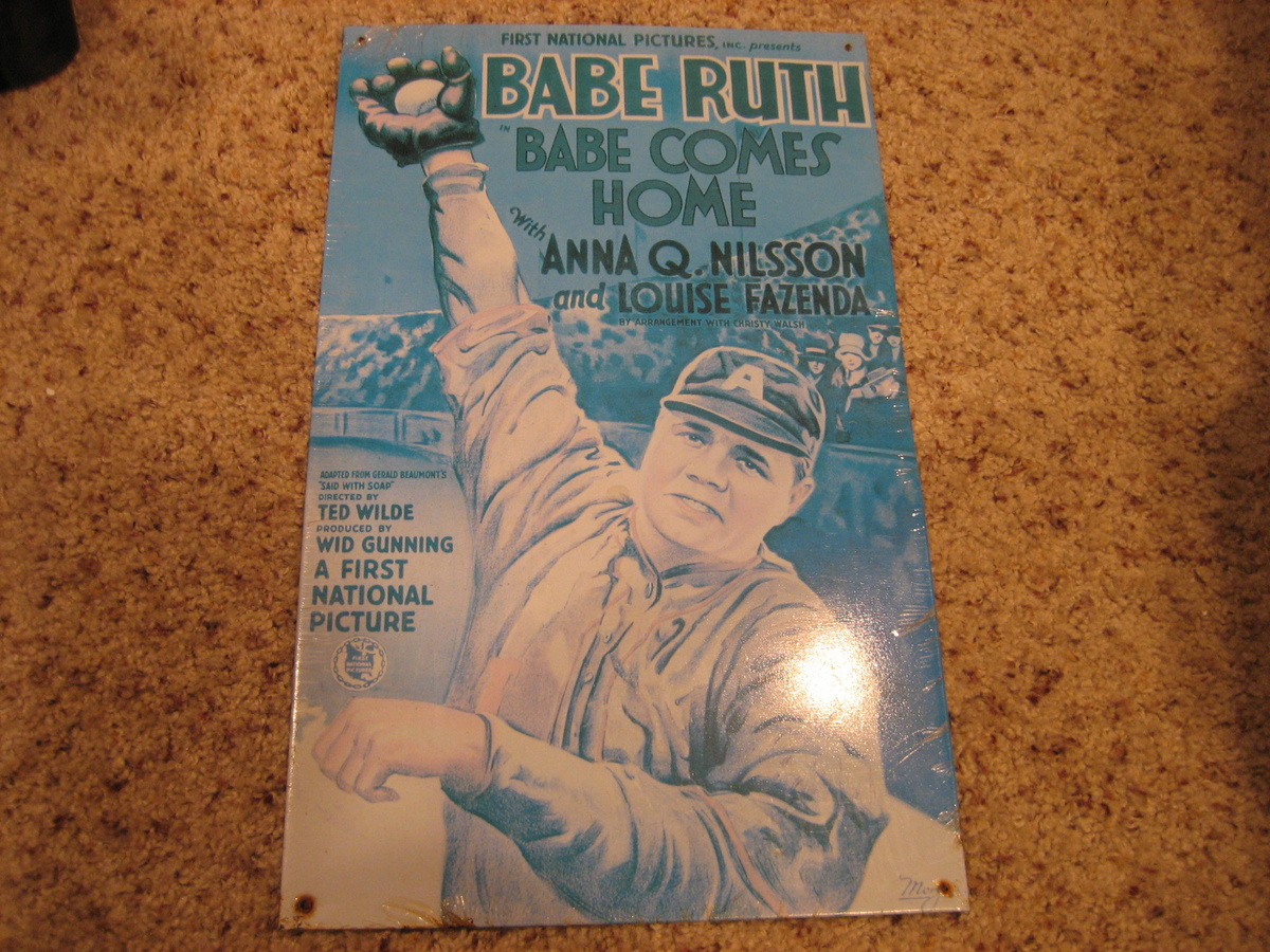 Shrinkwrapped Babe Ruth Babe Comes Home Tin Movie Poster