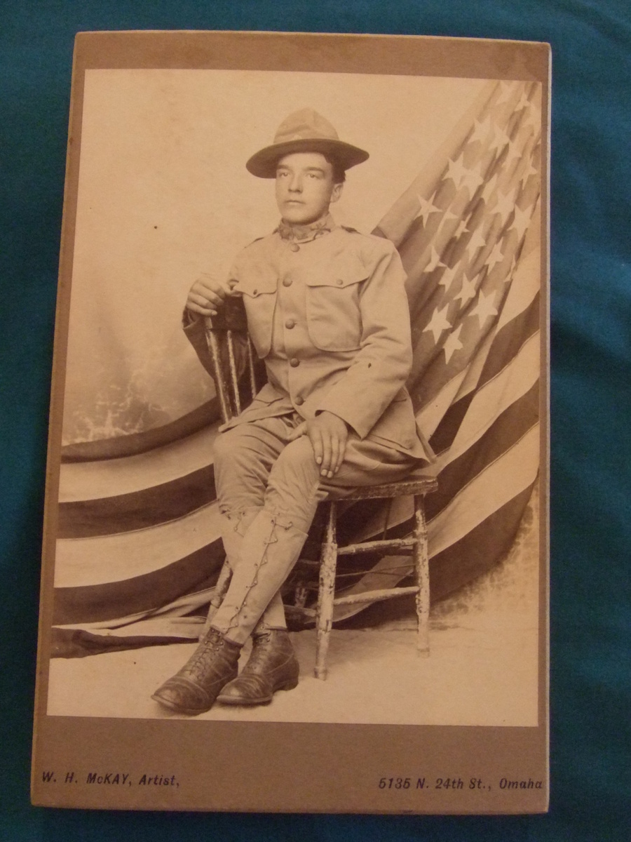 Cabinet card of 16th Infantry soldier at FT Crook