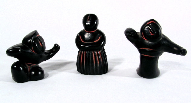 3 'MYSTERY CHALKWARE FIGURINES - Asian