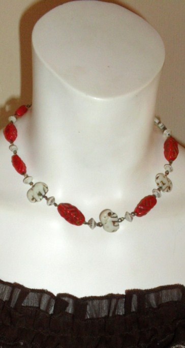 Very old Ivory and Coral  Choker Necklace may Yemeni?