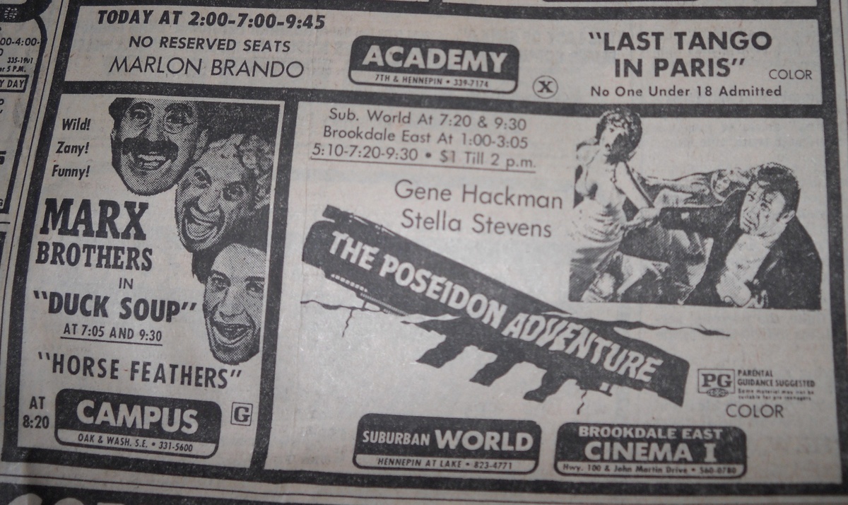 Movie Ads in Minneapolis Tribune - 1972 - Movies