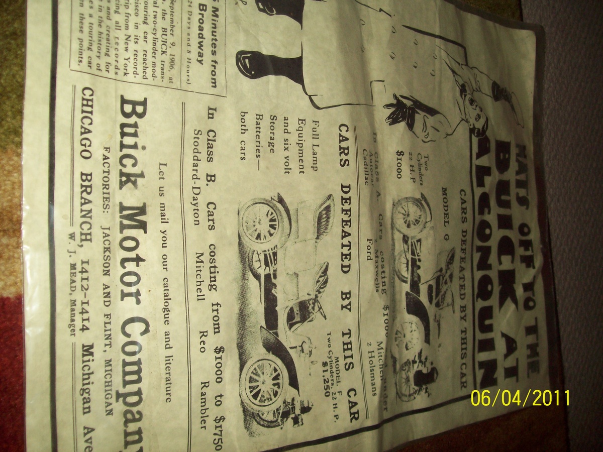 1906 buick model f and g poster