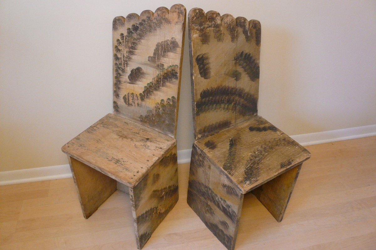 Folk Art Chairs Handmade and Painted Michigan circa 1920 Collection Jim Linderman