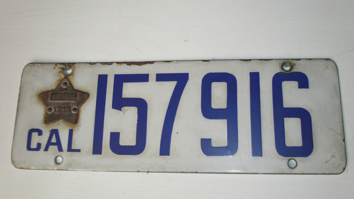 1919 The Last California Porcelain License Plate