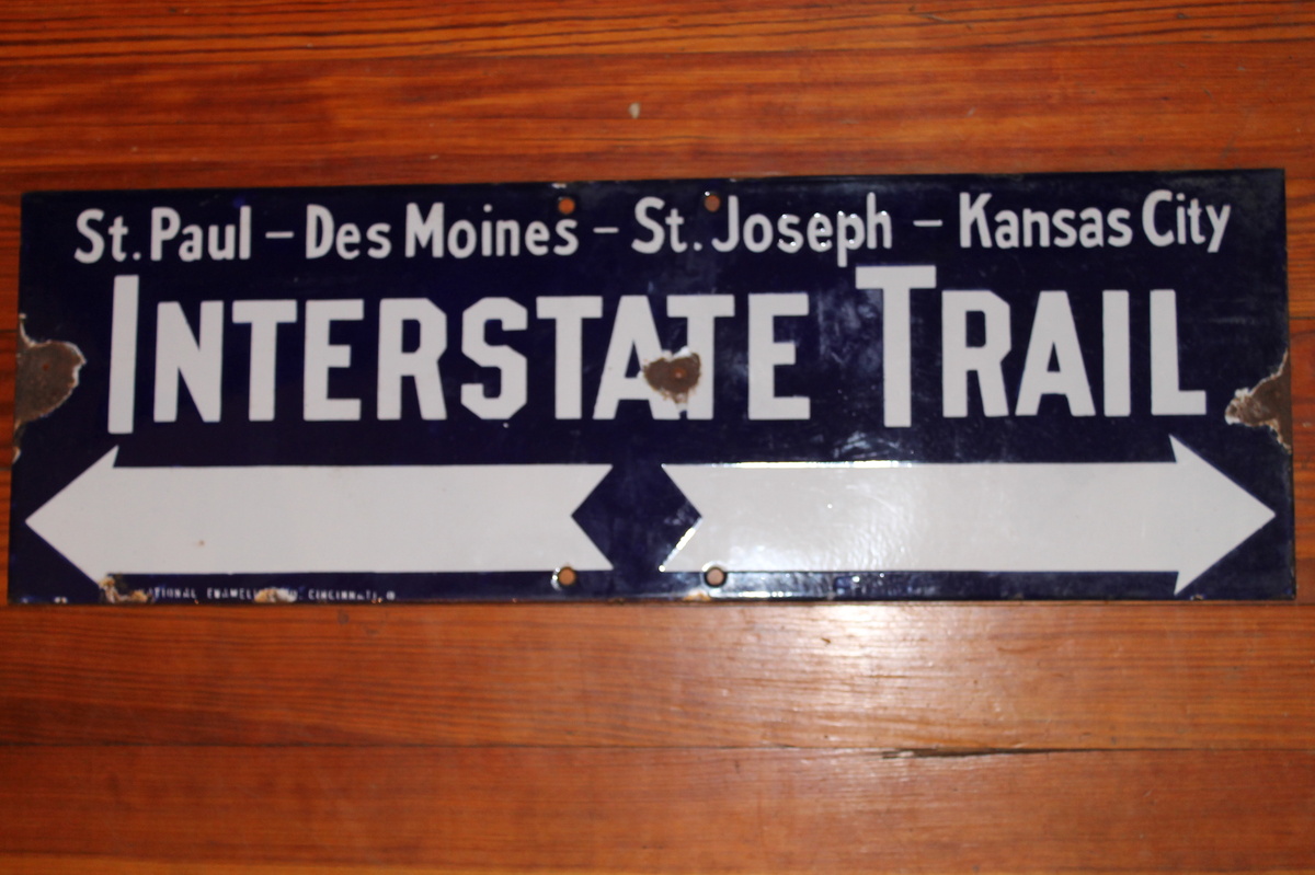 Interstate trail Sign 1913 National enameling Co Cincinnati O