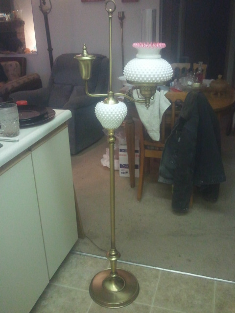 peach blow hobnail floor lamp