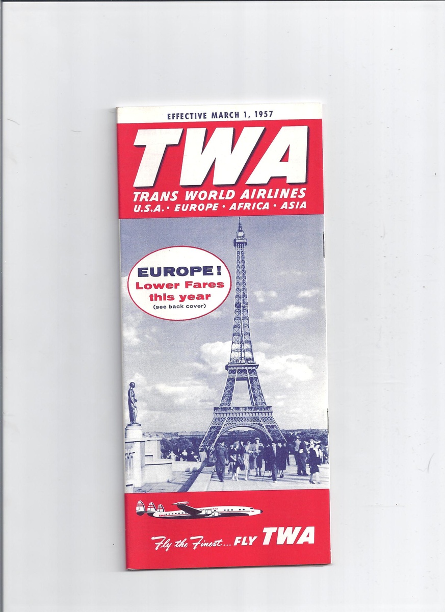 TWA MAPS, BROCHURE, POSTCARD AND FLIGHT SOCKS      