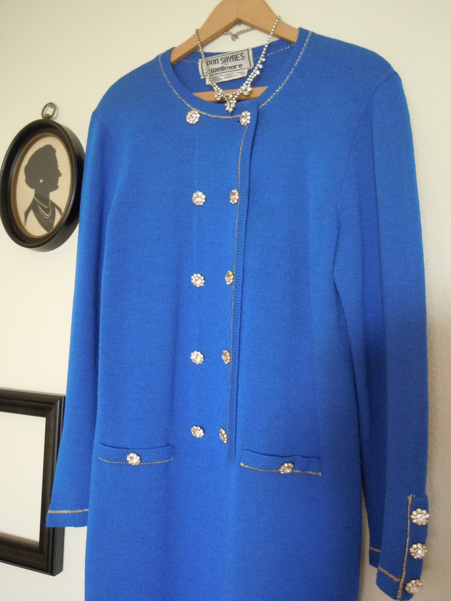 Don Sayres Vintage Dress, 18 rhinestone buttons