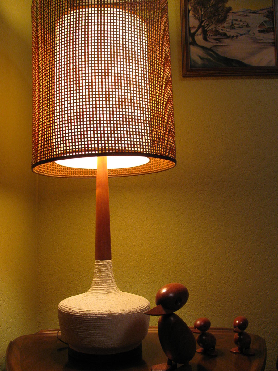 Danish Modern Teak Ceramic Lamp