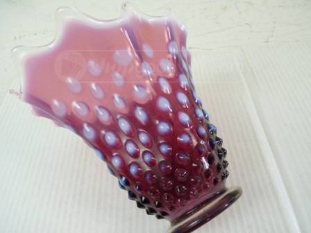 Fenton Hobnail Plum Handkerchief Vase - Art Glass