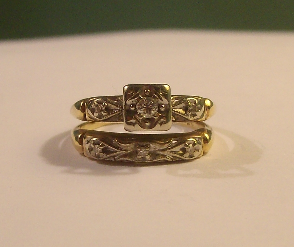 Vintage Wedding & Engagement Set (attached) - Fine Jewelry