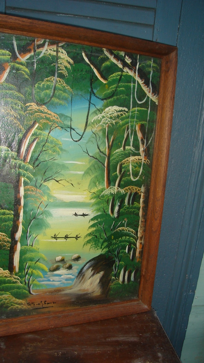 Asian boats and Jungle-Oil Painting
