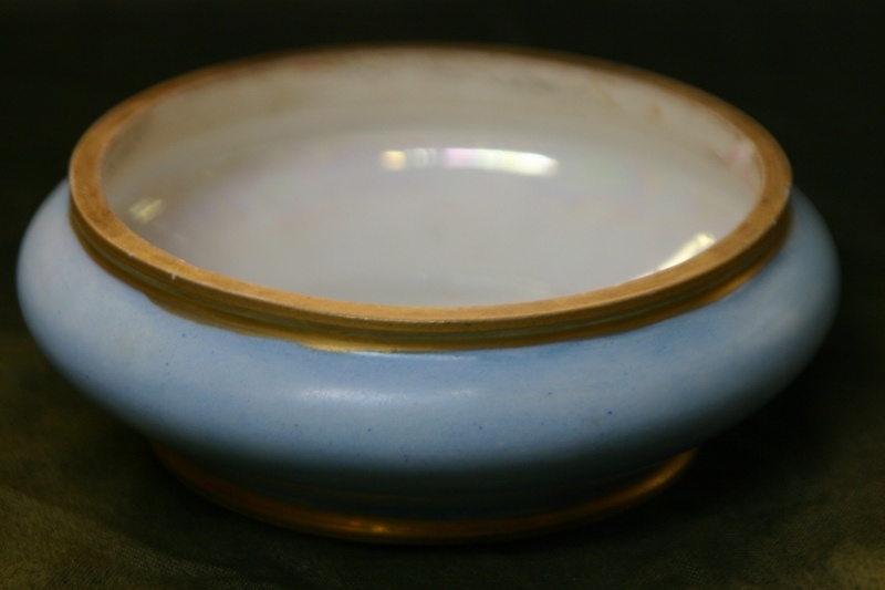 little blue bowl with gold