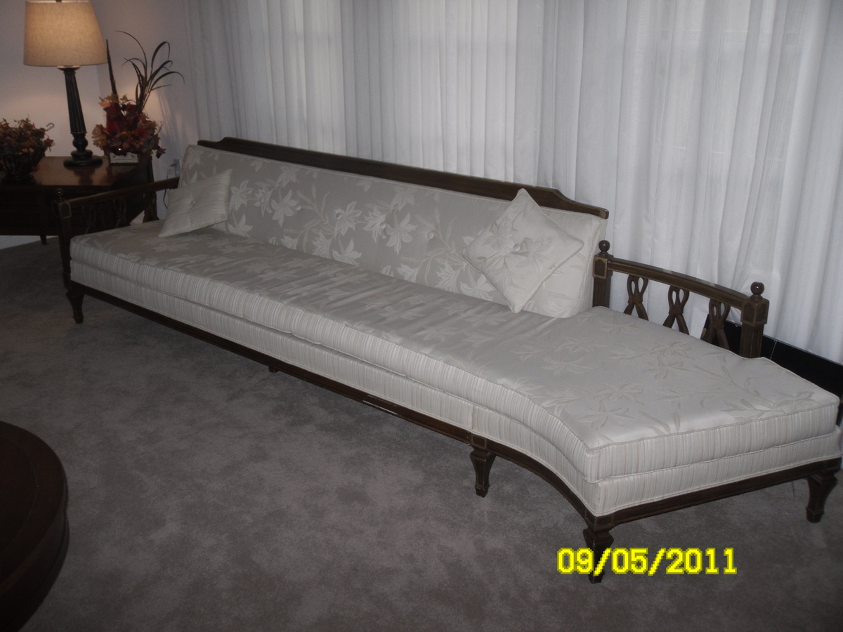 Vintage 60s-70s (?) sofa - 108" long and 5 point corner chair 