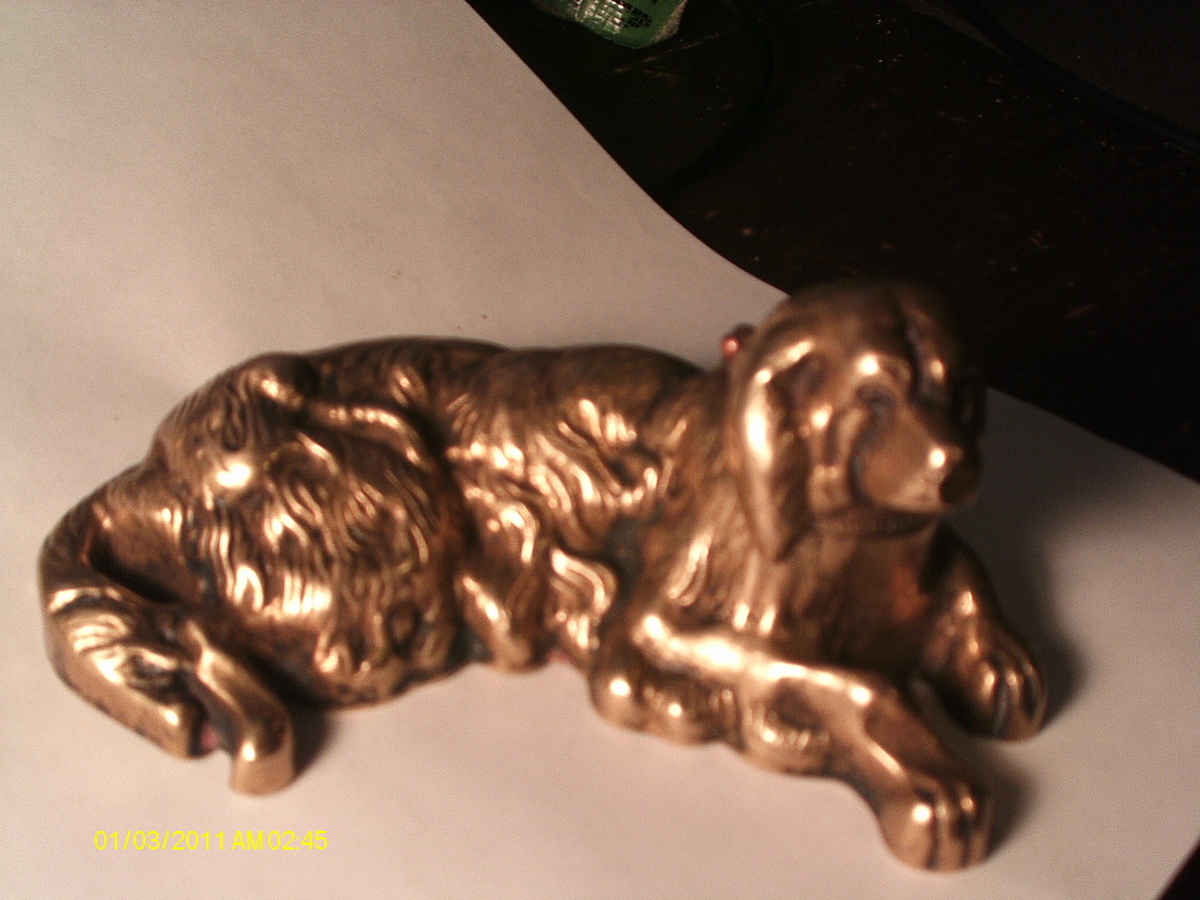 Brass Dog Inkwell
