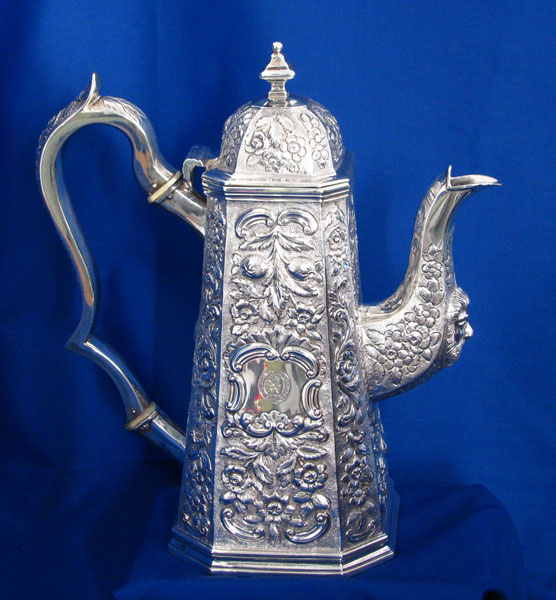 Irish Antique Silver Coffee Pot, William Nowlan, Dublin 1831