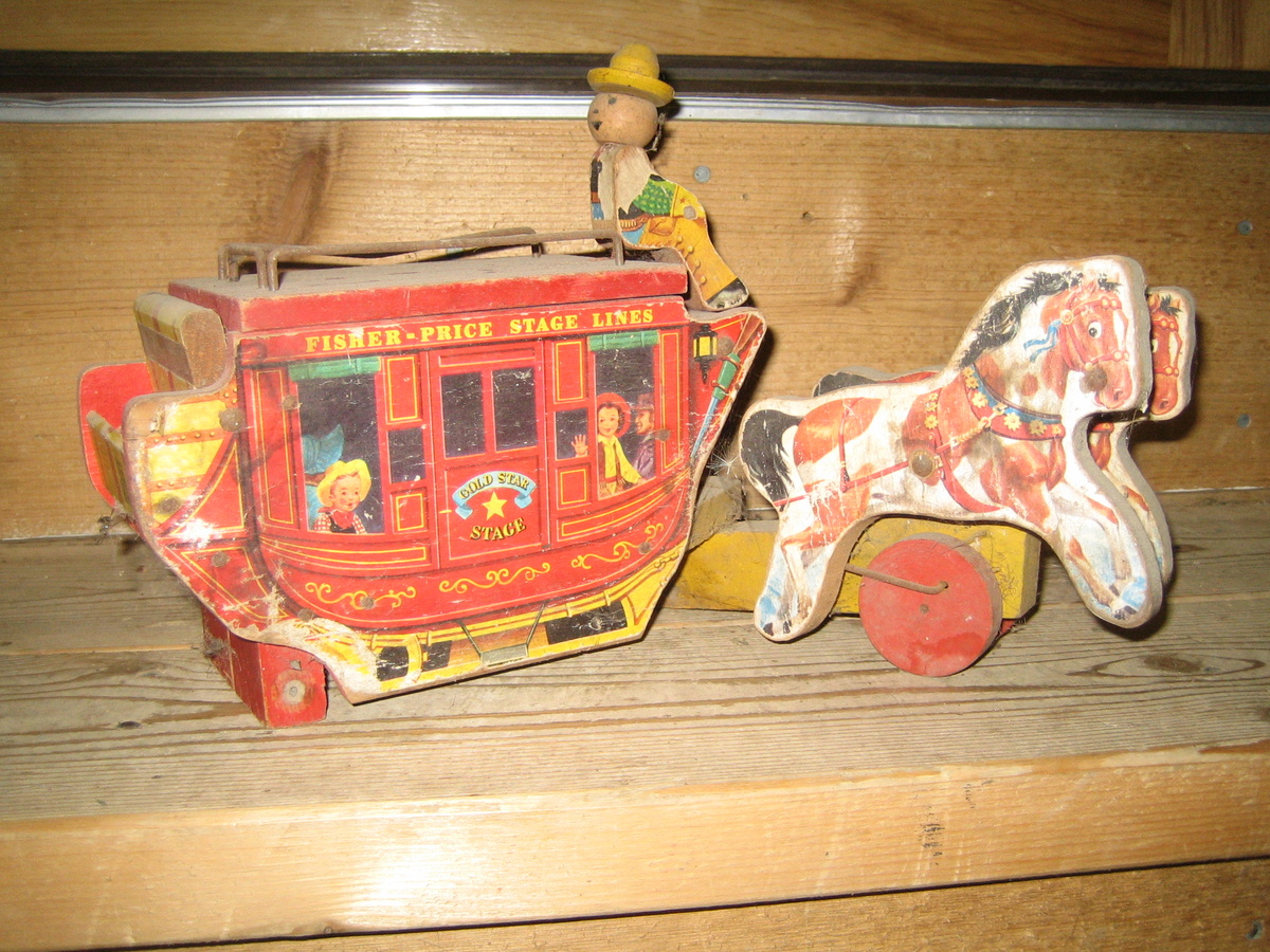 Wooden toy stagecoach