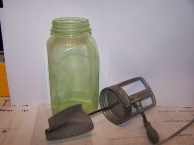 Buttercup churn/mixer with green depression jar