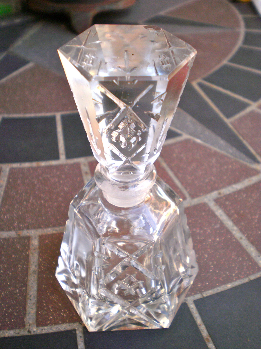 Cut glass perfume bottle....  - Bottles
