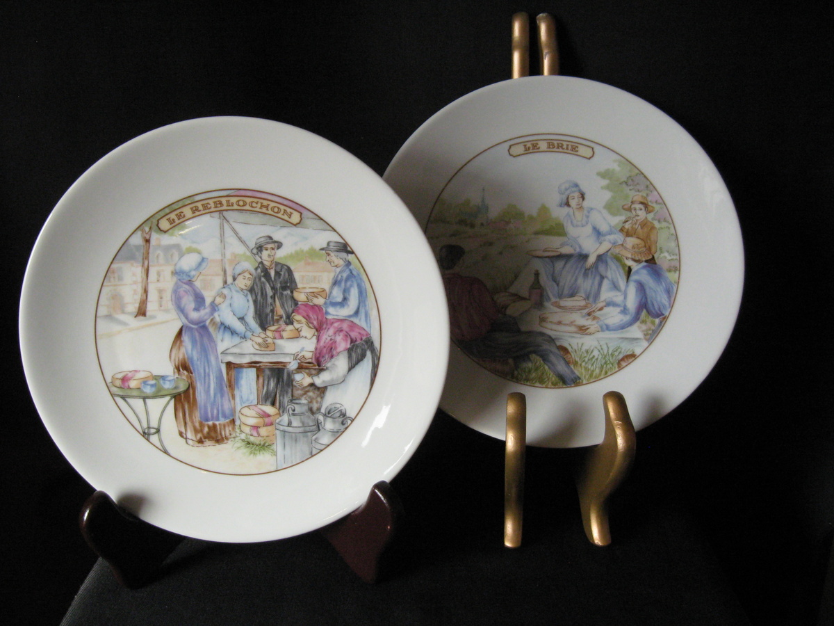 APILCO  FRANCE PORCELAIN  DECORATIVE CHEESE PLATES (6 PLATES) - China and Dinnerware