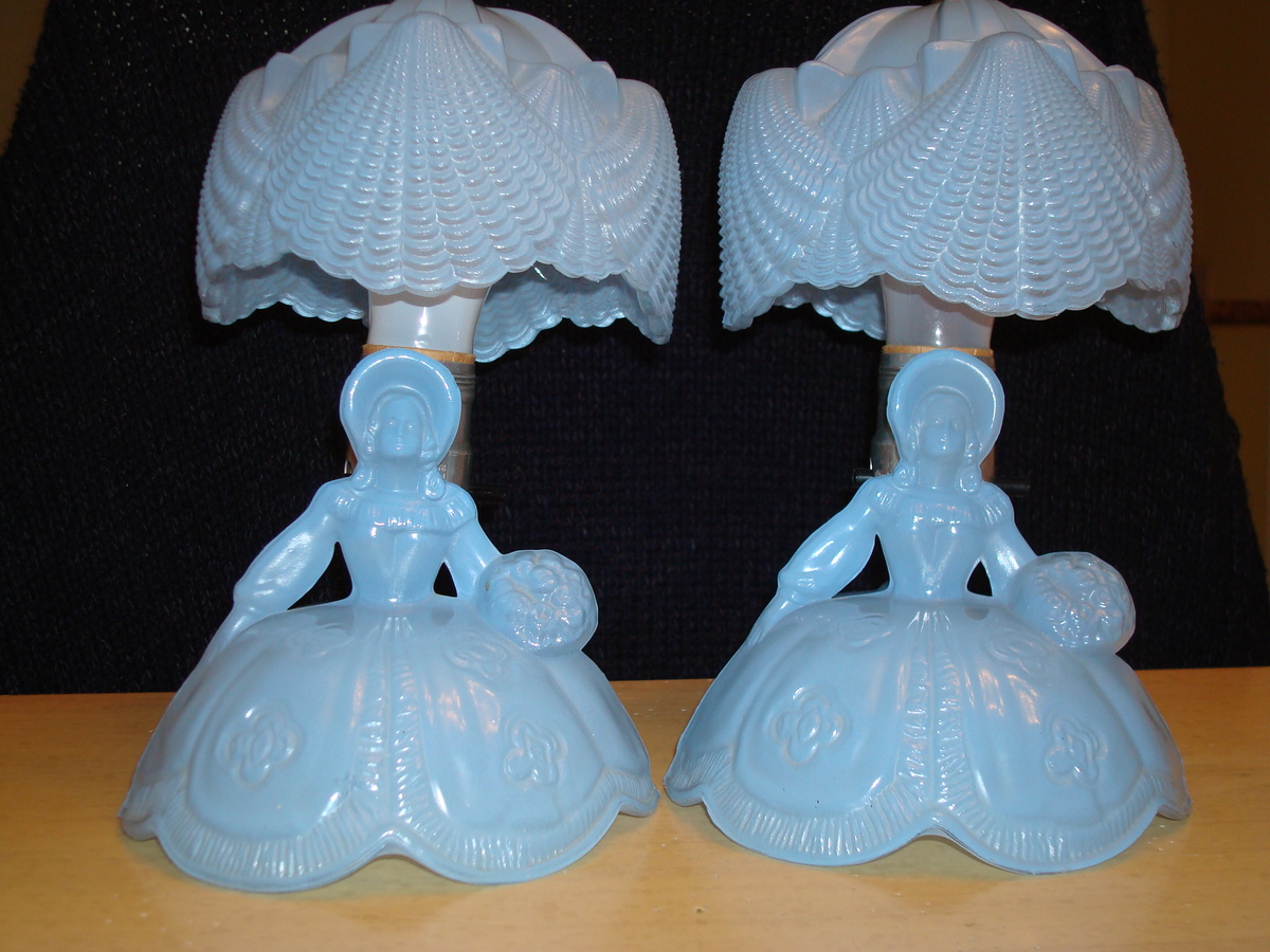 blue glass lamps