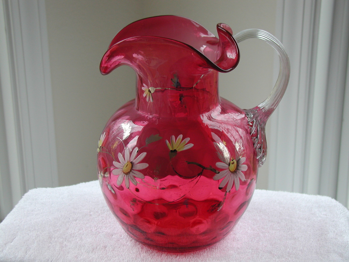 Solid Crystal Murano Owl Signed By Artist Licio Zanetti - Cranberry Glass Pitcher