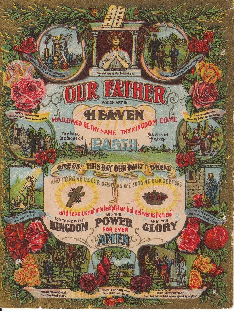 Victorian Lithograph Lord's Prayer