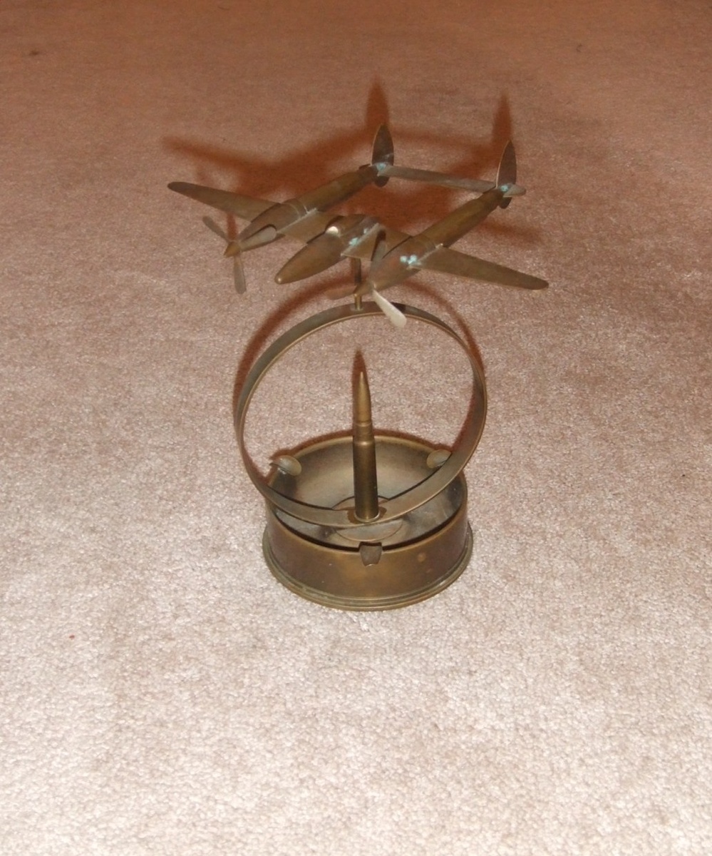 Highly detailed trench art P-38 ashtray