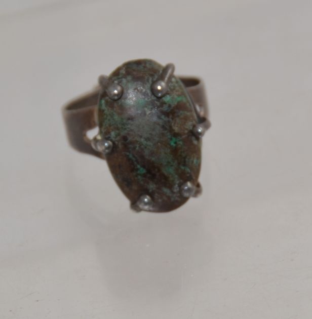 Prong Set Sterling Turquoise Ring Mexico - Unknown Turqoise - Native American