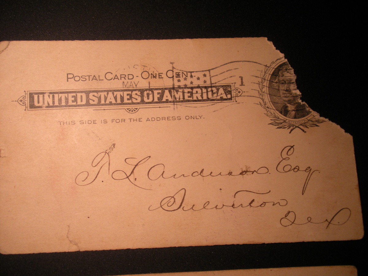 STATE OF TEXAS Official General Land Office Post Card 1899 for T. L. Sanderson Esq. Silverton Texas & Milo Texas