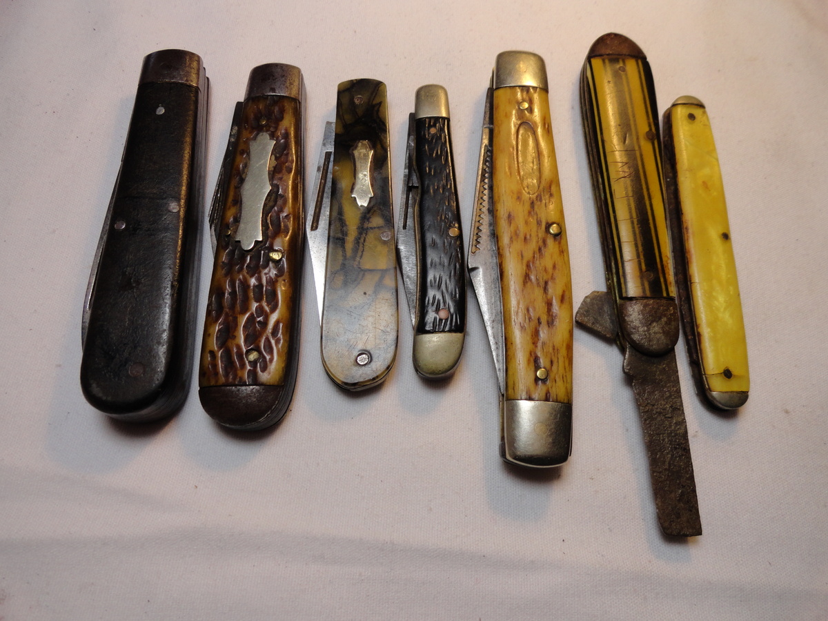 I call these WOUNDED WARRIORS in that they all have condition issues, Boker, Cammilus, Craftsman, Ulster, Corning Knife Co etc