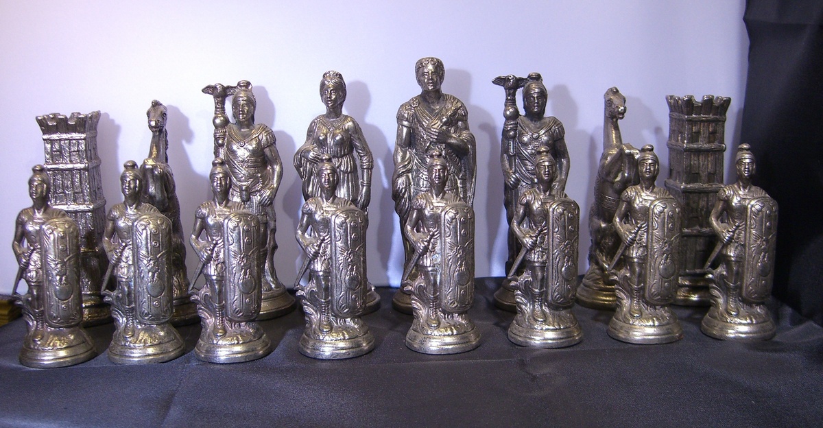 My Brass & Silver Roman Chess Pieces