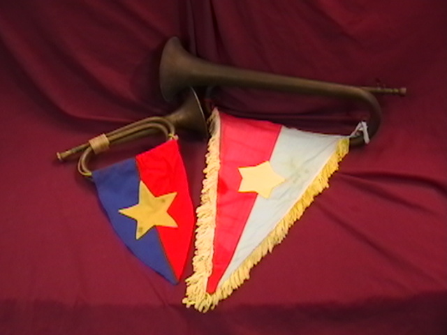 NVA Brass Bugles with Flag Pendants