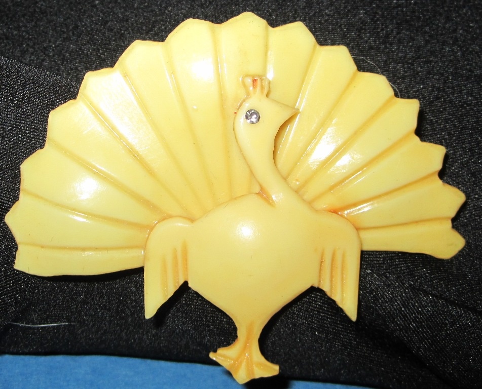 Vintage Lucite Peacock Brooch Pin...Celluloid???
