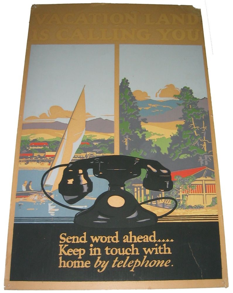 Vacationland 1930's Deco Travel Poster with WE 202 Phone - Posters and Prints